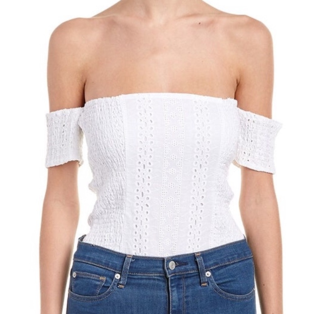 Eyelet off shoulder bodysuit